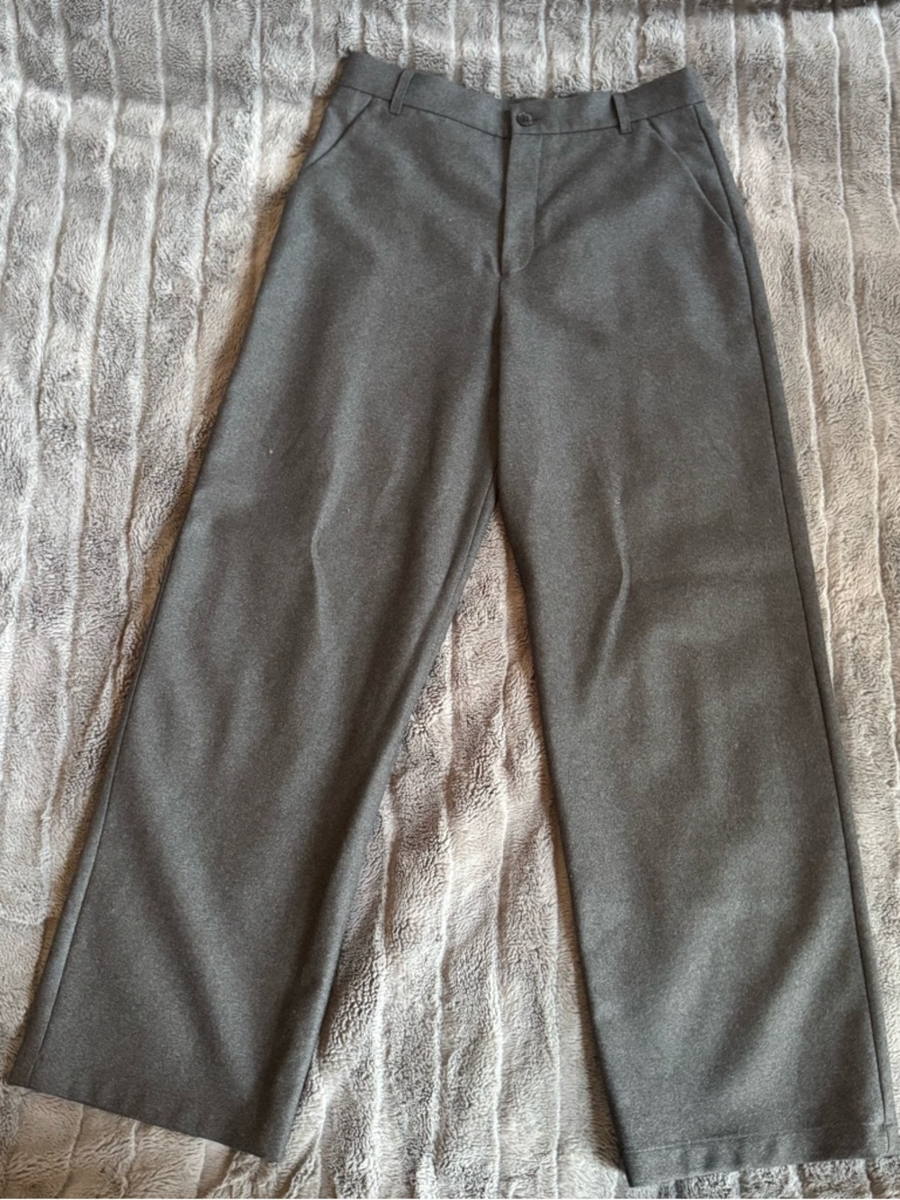 Classic Wool Gray Straight-Leg Pants - Picture 3 of 6